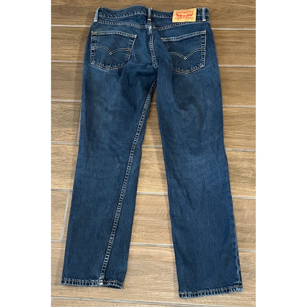 Levis 511 Slim Fit Dark Wash Denim Jeans Mens W32 L30 Blue 04511-4307 - Picture 7 of 8